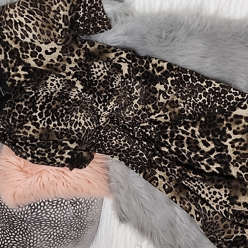 Connected Apparel cheetah print dress rushing waist